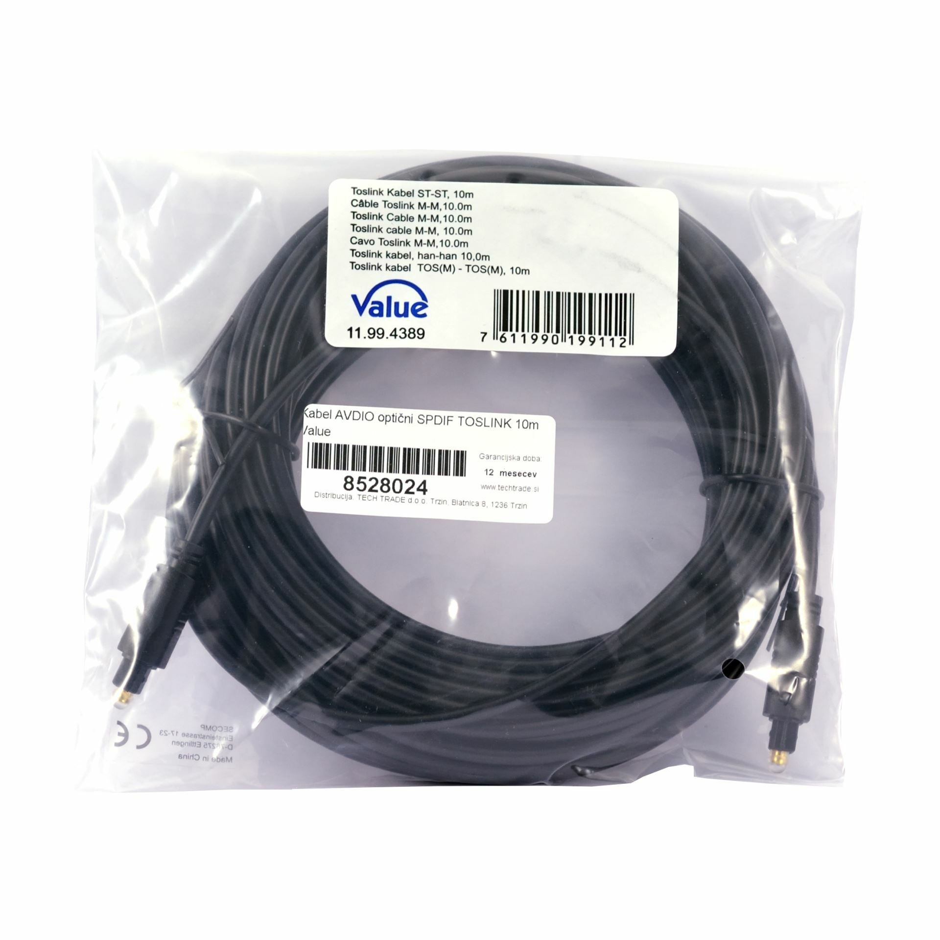 Value optični kabel AVDIO SPDIF TOSLINK 10m - slika 2