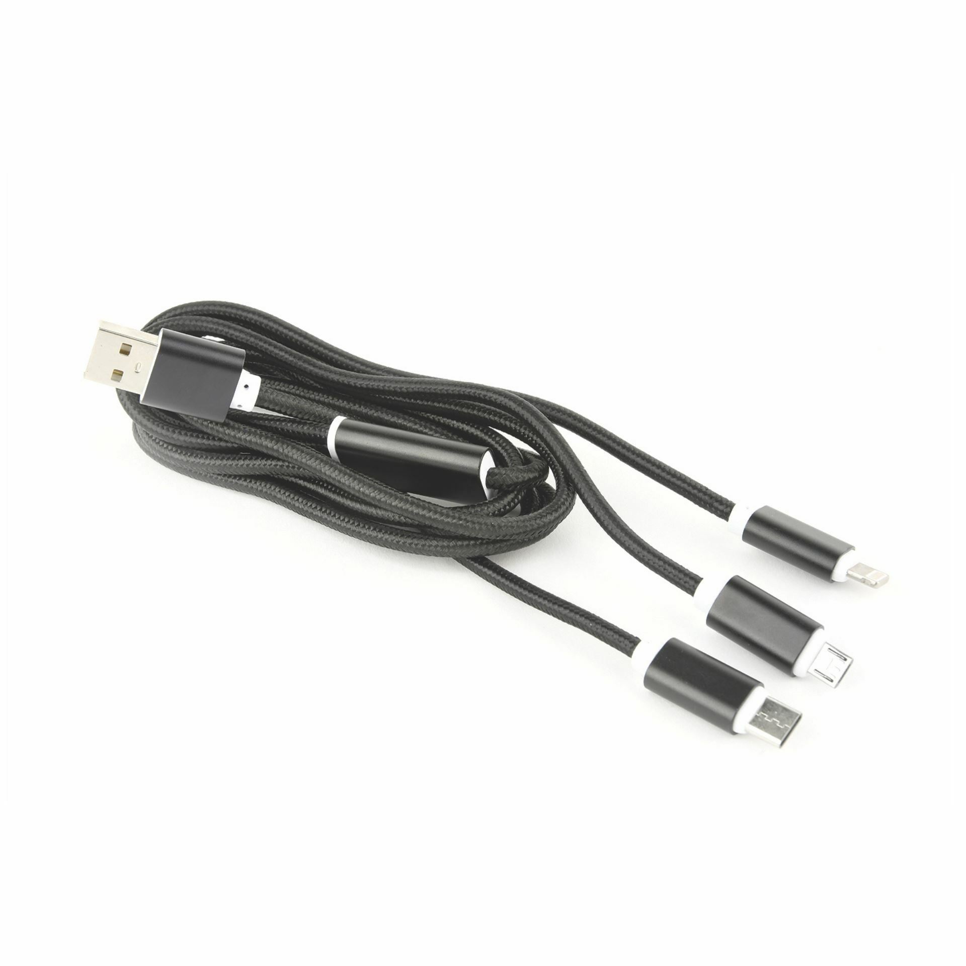 Cablexpert kabel USB Lightning/mikro/ TipC 1m črn za napajanje CC-USB2-AM31-1M