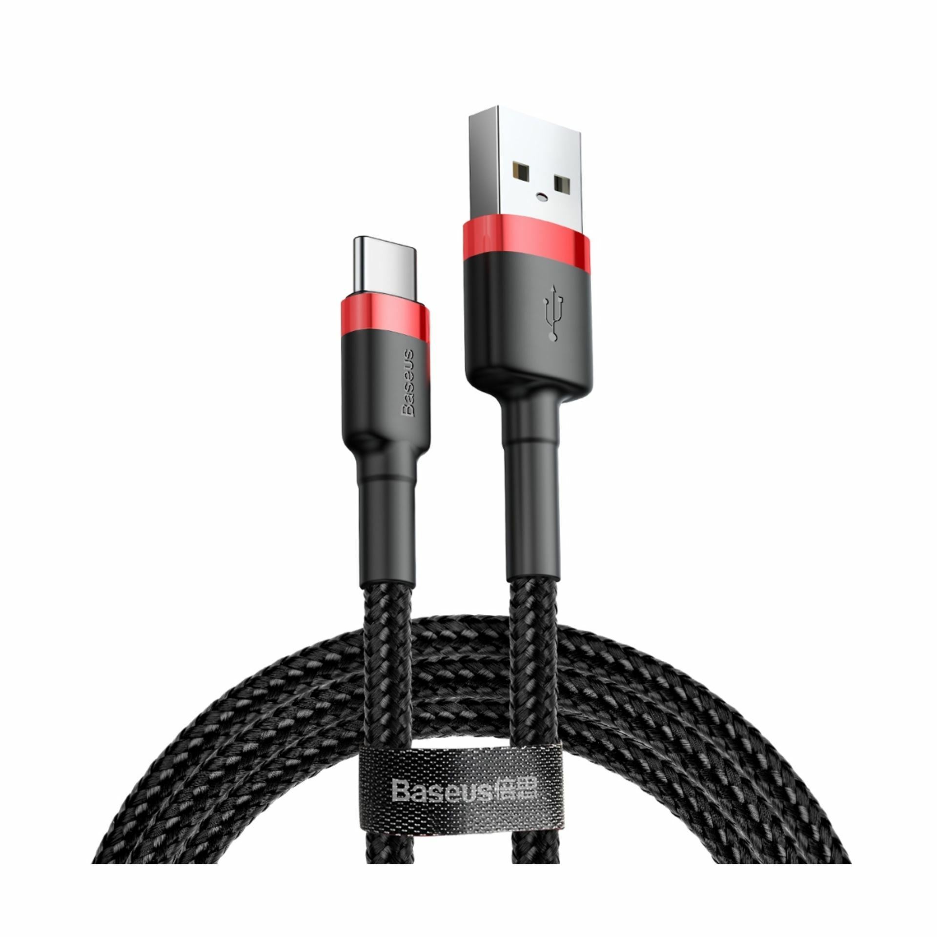 Baseus kabel USB A-C 1m 3A Cafule rdeč+črn CATKLF-B91