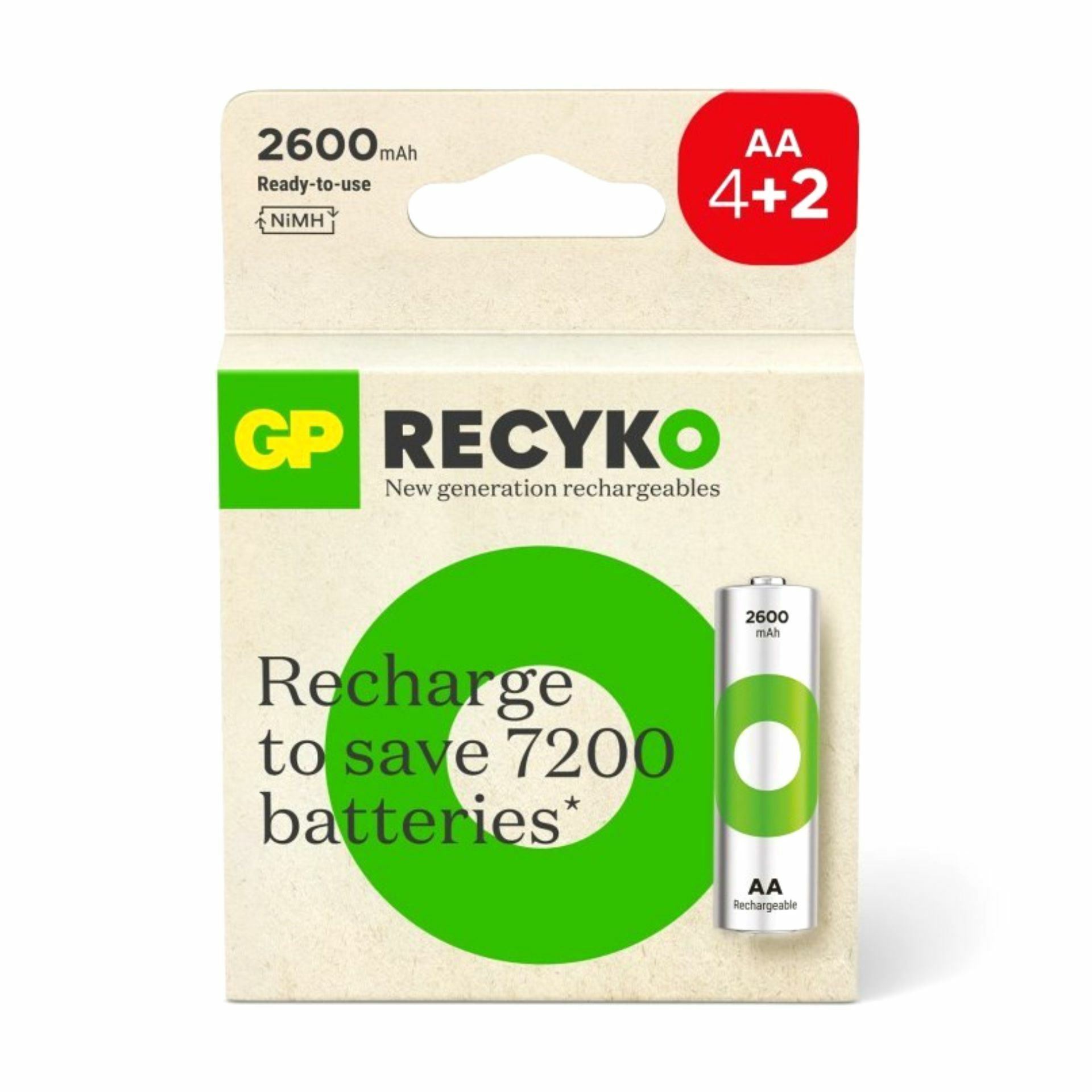 GP polnilna baterija AA-2600 mAh Ni-Mh 6 kom - slika 2