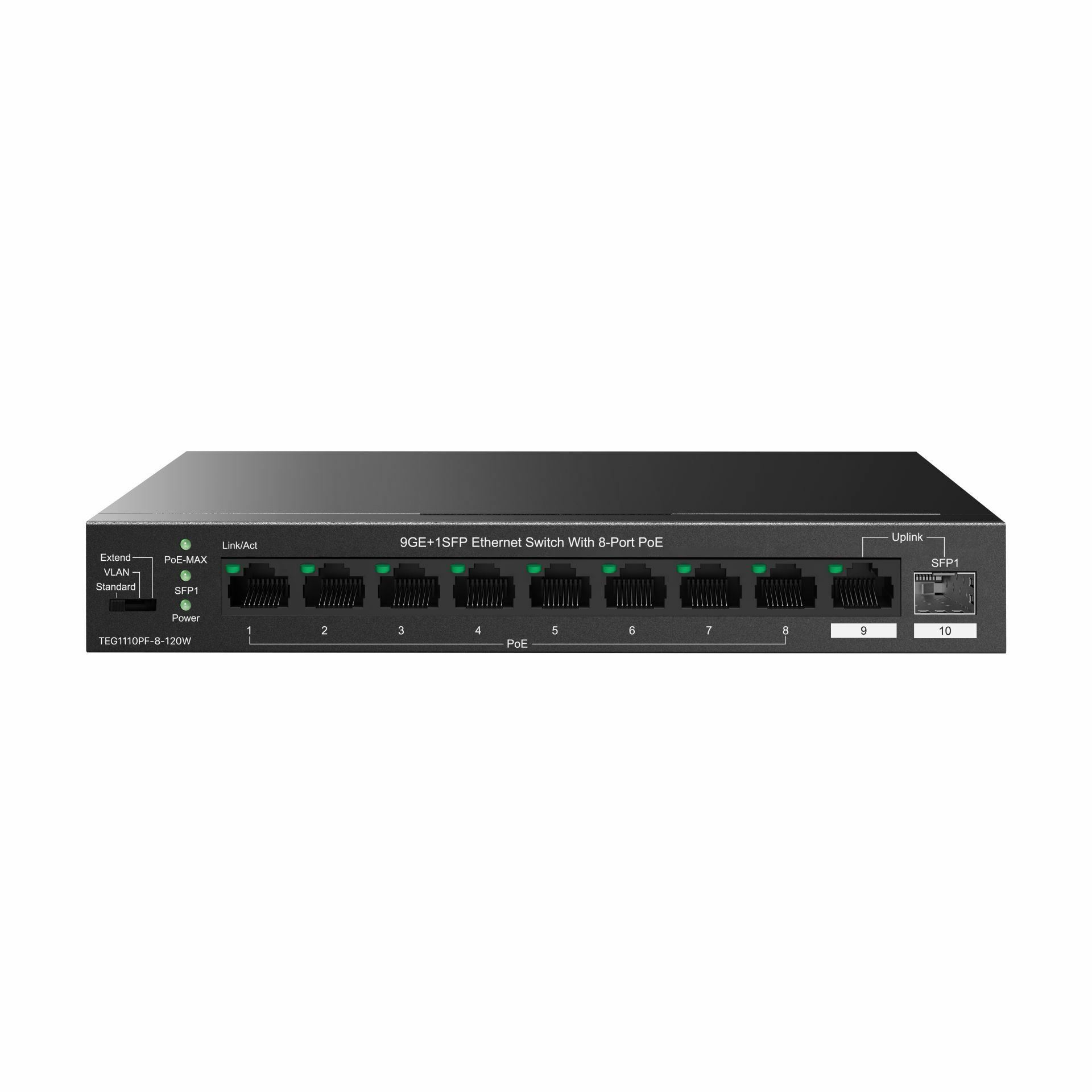 Tenda stikalo Giga 9-port 8x PoE + SFP kovinsko ohišje TEG1110PF-8-120W - slika 2