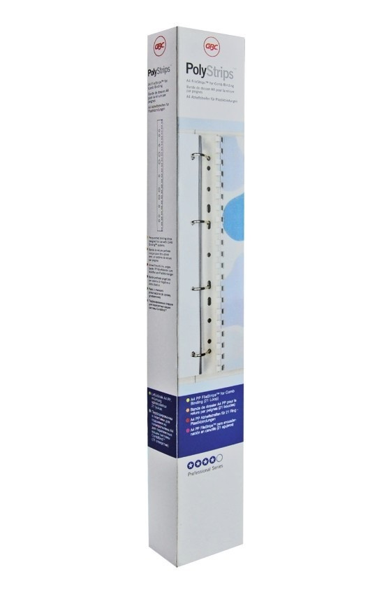 Vpenjalni trak za registrator polystrips gbc ib195020 debelejši mat prozorno bel