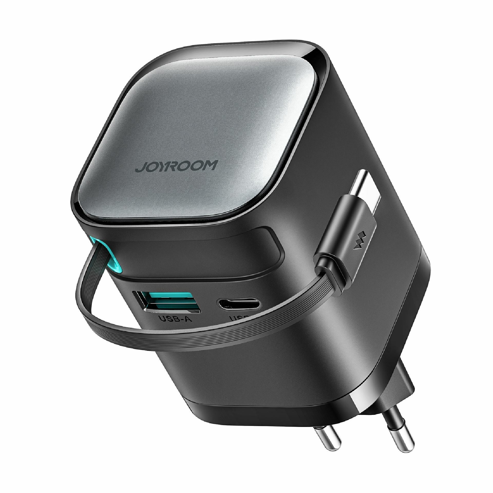 Joyroom polnilec 65W USB TipC TipA GaN QC PD s kablom črn JR-TCL02