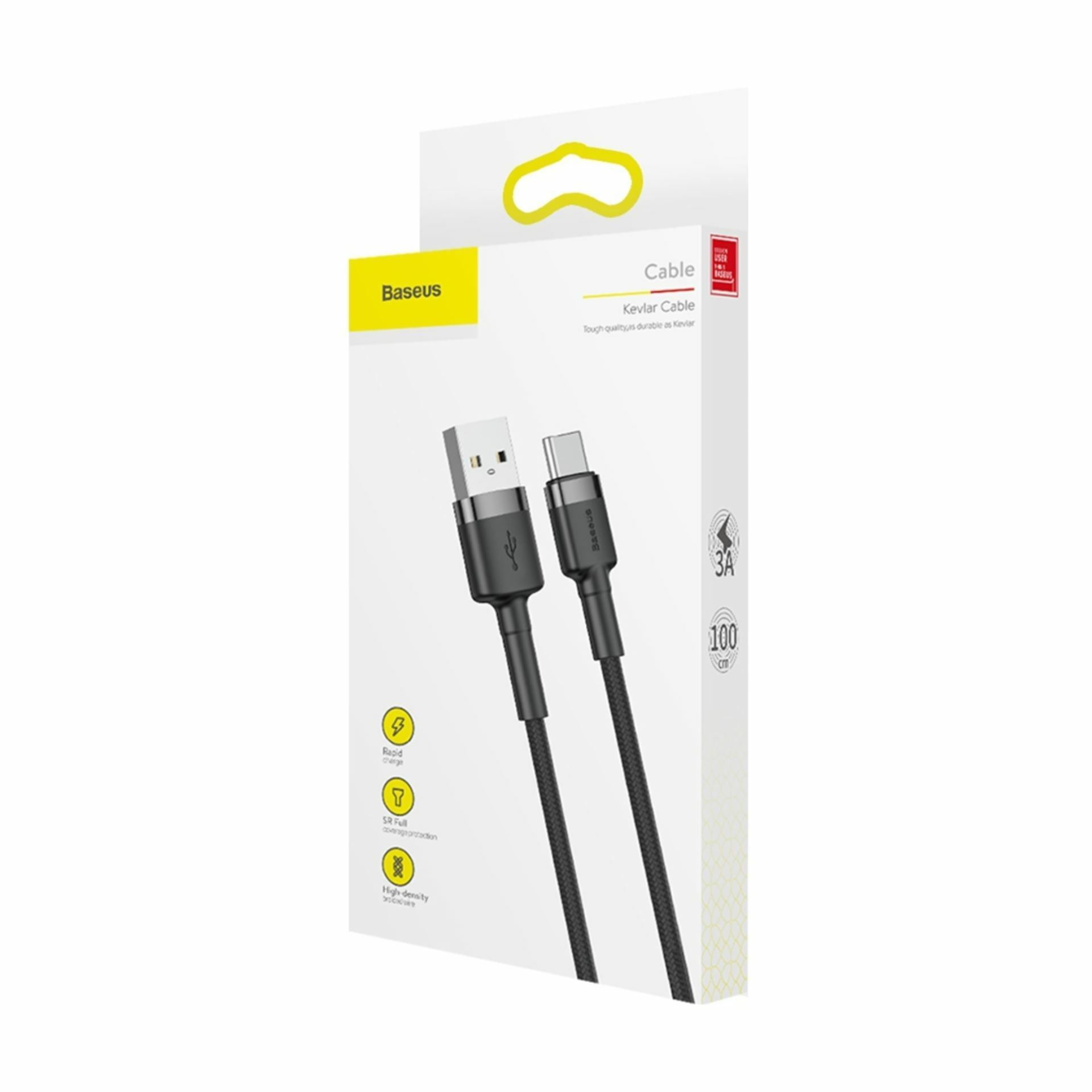 Baseus kabel USB A-C 1m 3A Cafule siv/črn CATKLF-BG1 - slika 3