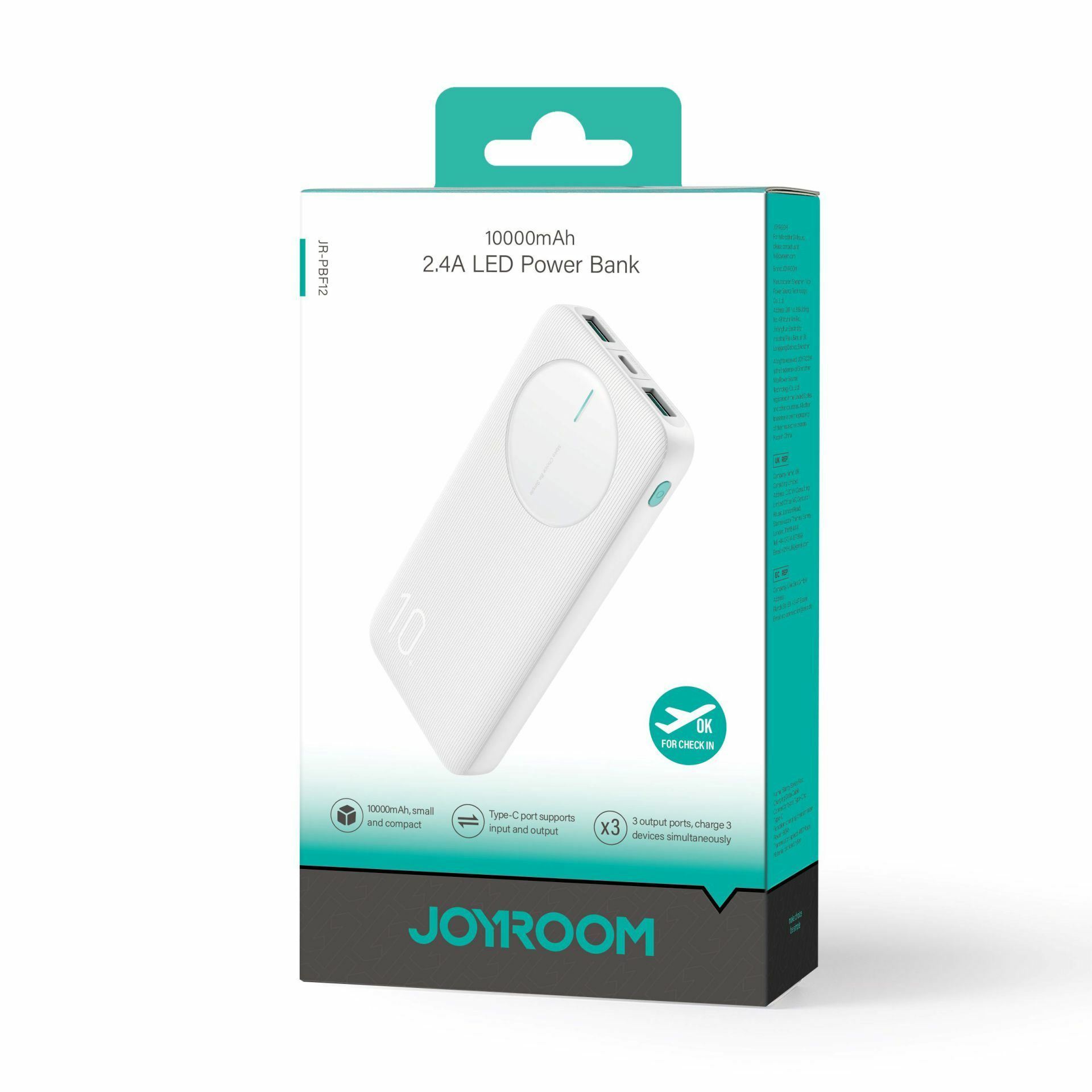 Joyroom prenosna baterija 10.000mAh PowerBank bela JR-PBF12 - slika 3