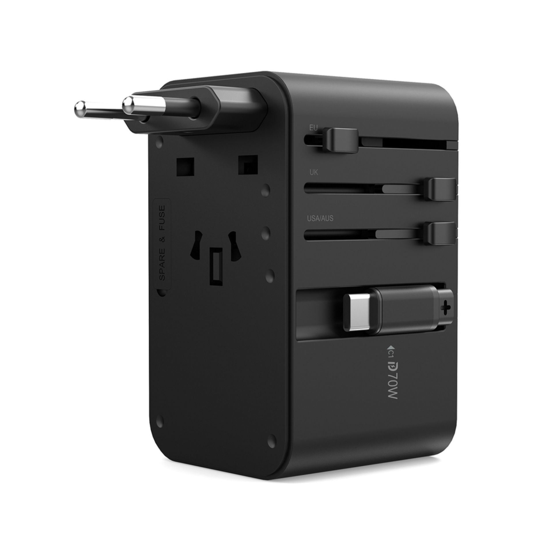 Choetech potovalni adapter + USB TipC PD 70W polnilec + kabel EU USA UK AU PD5022