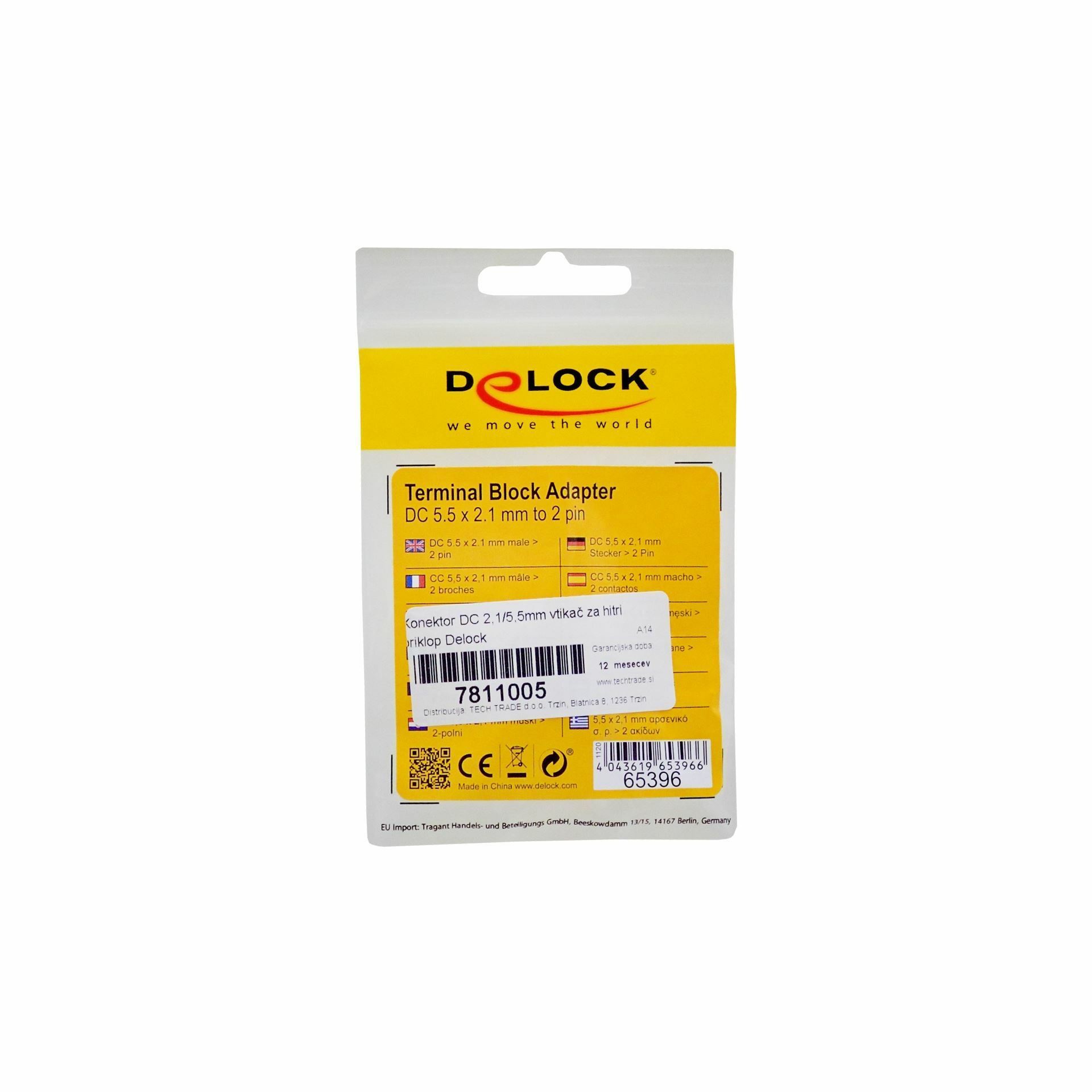 Delock konektor DC 2,1/5,5mm vtikač za hitri priklop 65396 - slika 2