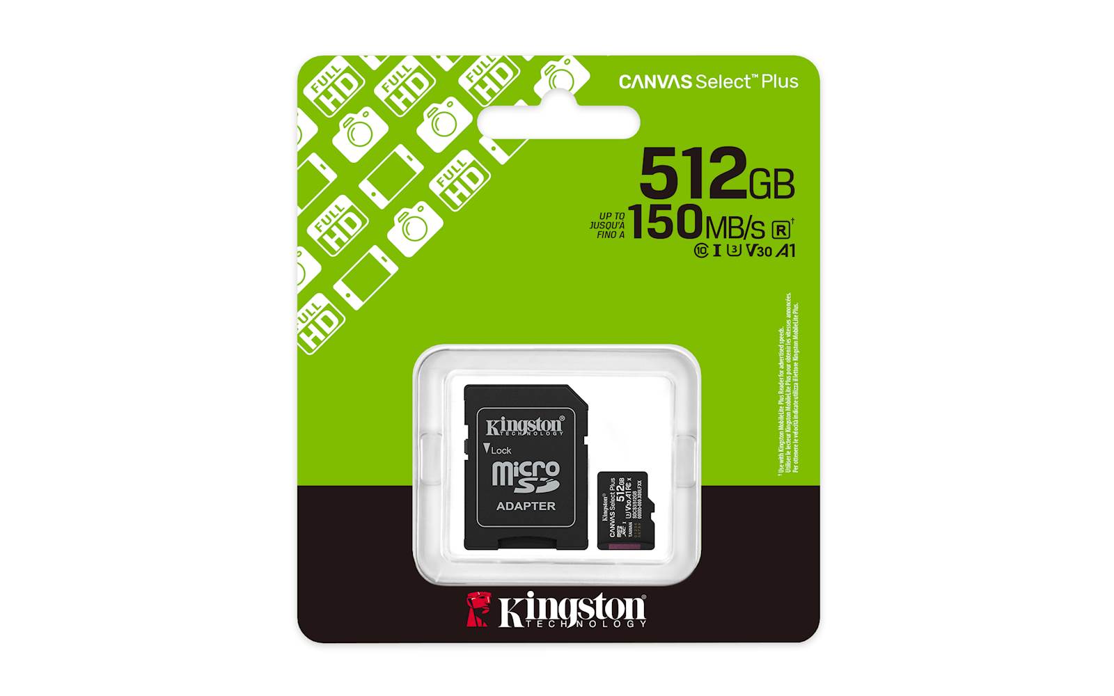 SDXC KINGSTON MICRO 512GB CANVAS SELECT Plus, 150MB/s, C10, UHS-I, U3, V30