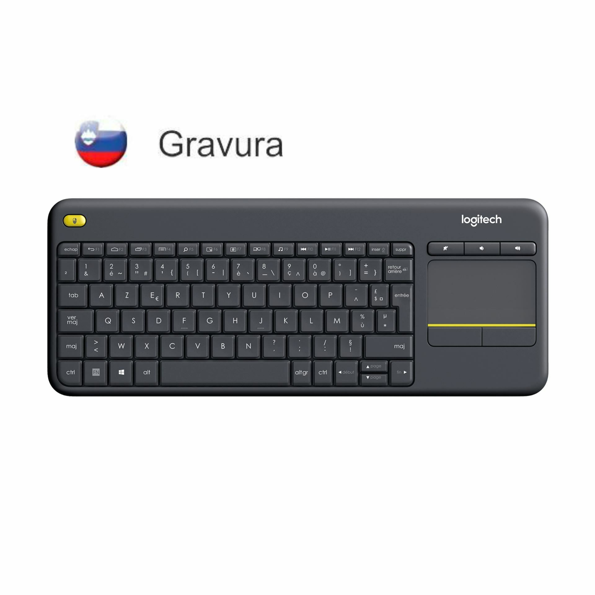 Logitech tipkovnica K400 Plus SLO brezžična Touch Unifying črna 920-008385