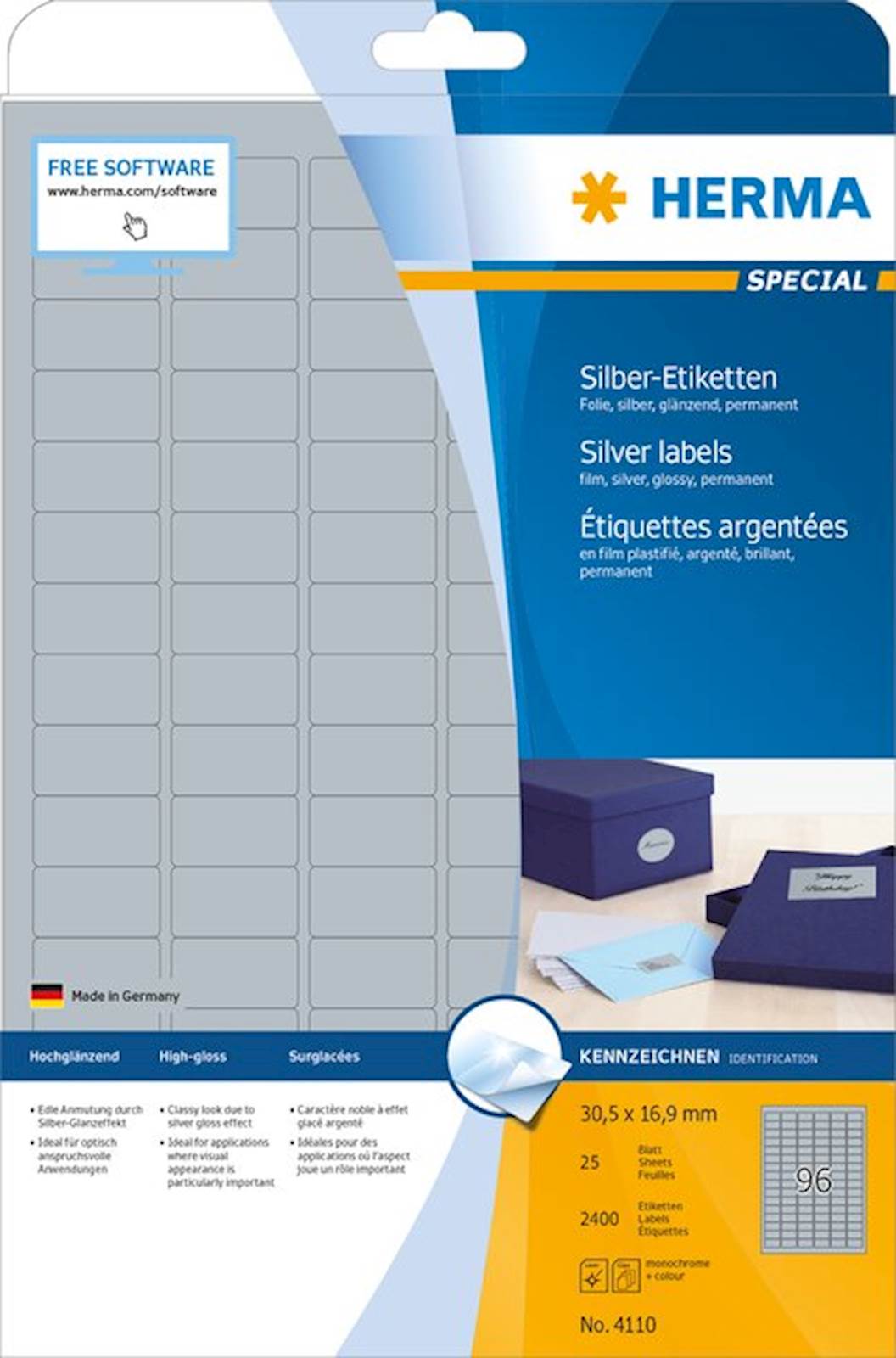 Herma etikete Superprint Special, 30,5x16,9 mm, 25/1, srebrne - slika 3