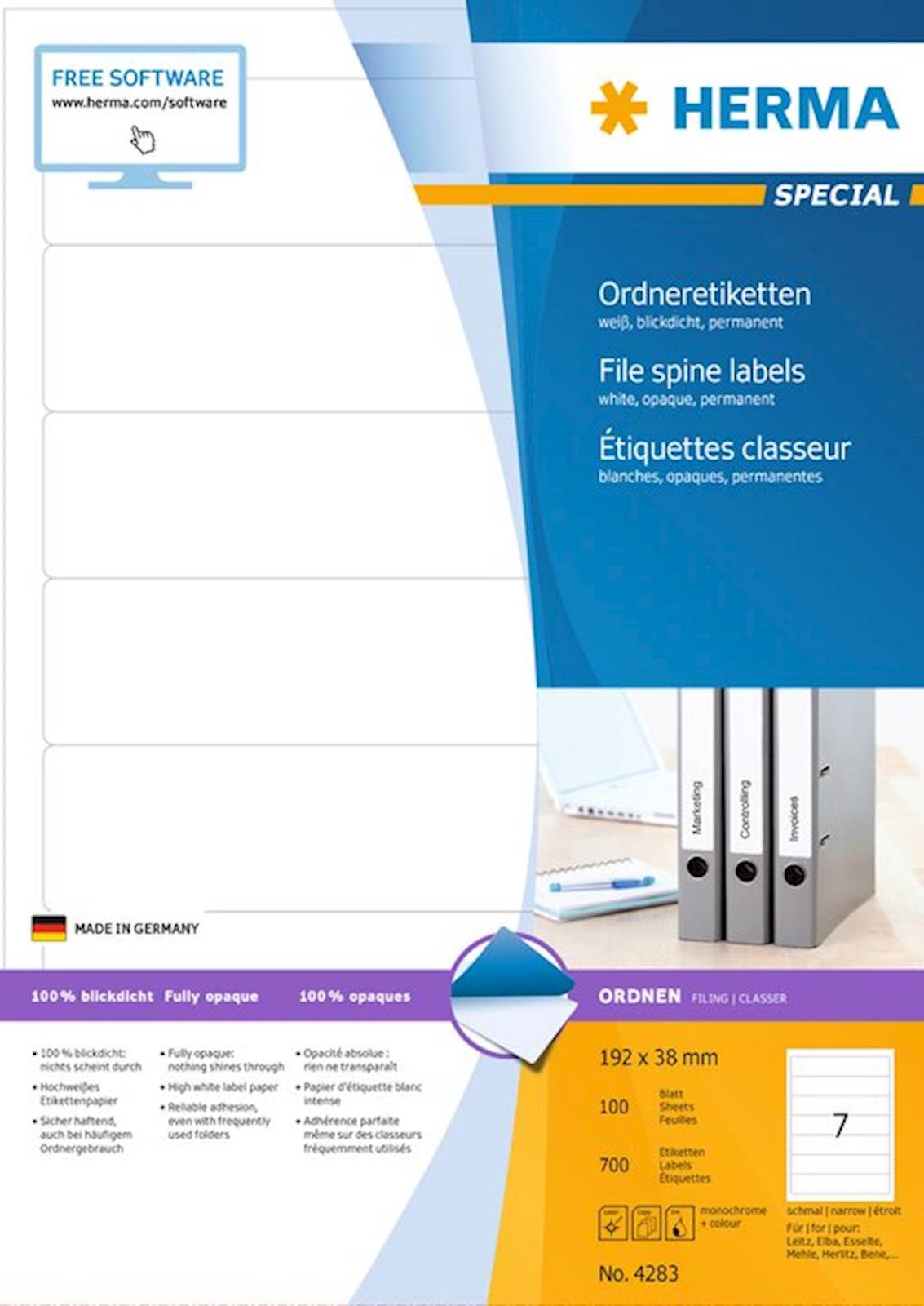 Herma etikete Superprint Special za mape in registratorje, 192x38 mm, 100/1 - slika 3