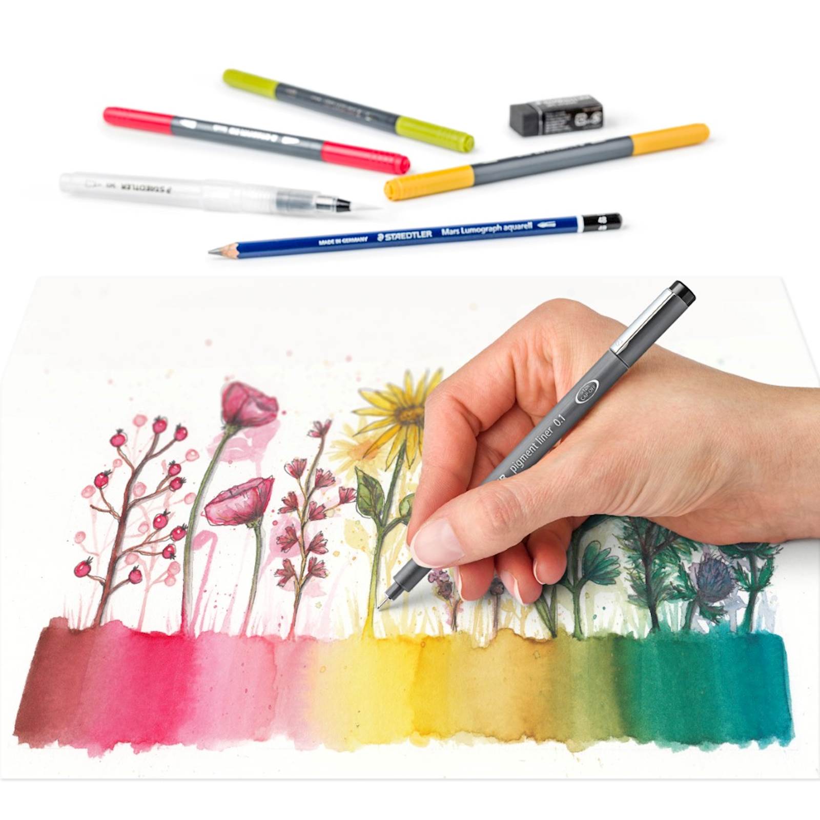 Staedtler set Floral Watercolour Design Journey, 12/1 v kartonasti škatli - slika 4