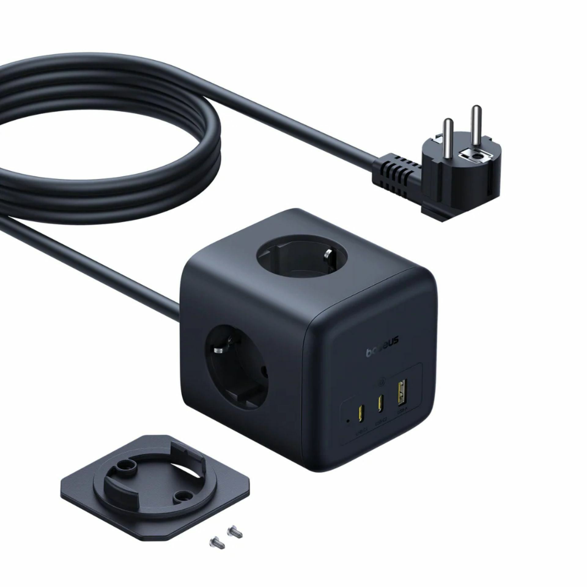 Baseus razdelilec 3x230V s stikalom USB polnilec TipA-C 65W 1,5m EnerFill FA11 - slika 2