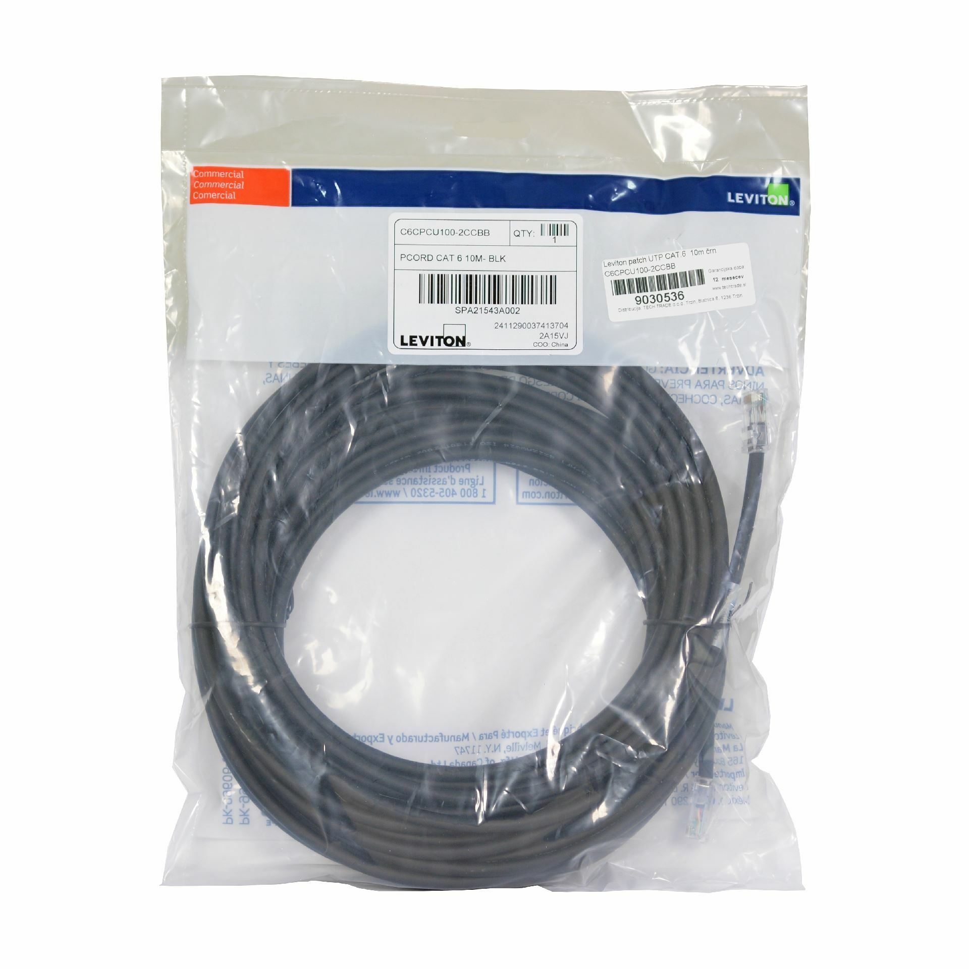 Leviton patch UTP CAT.6 10m črn C6CPCU100-2CCBB - slika 2