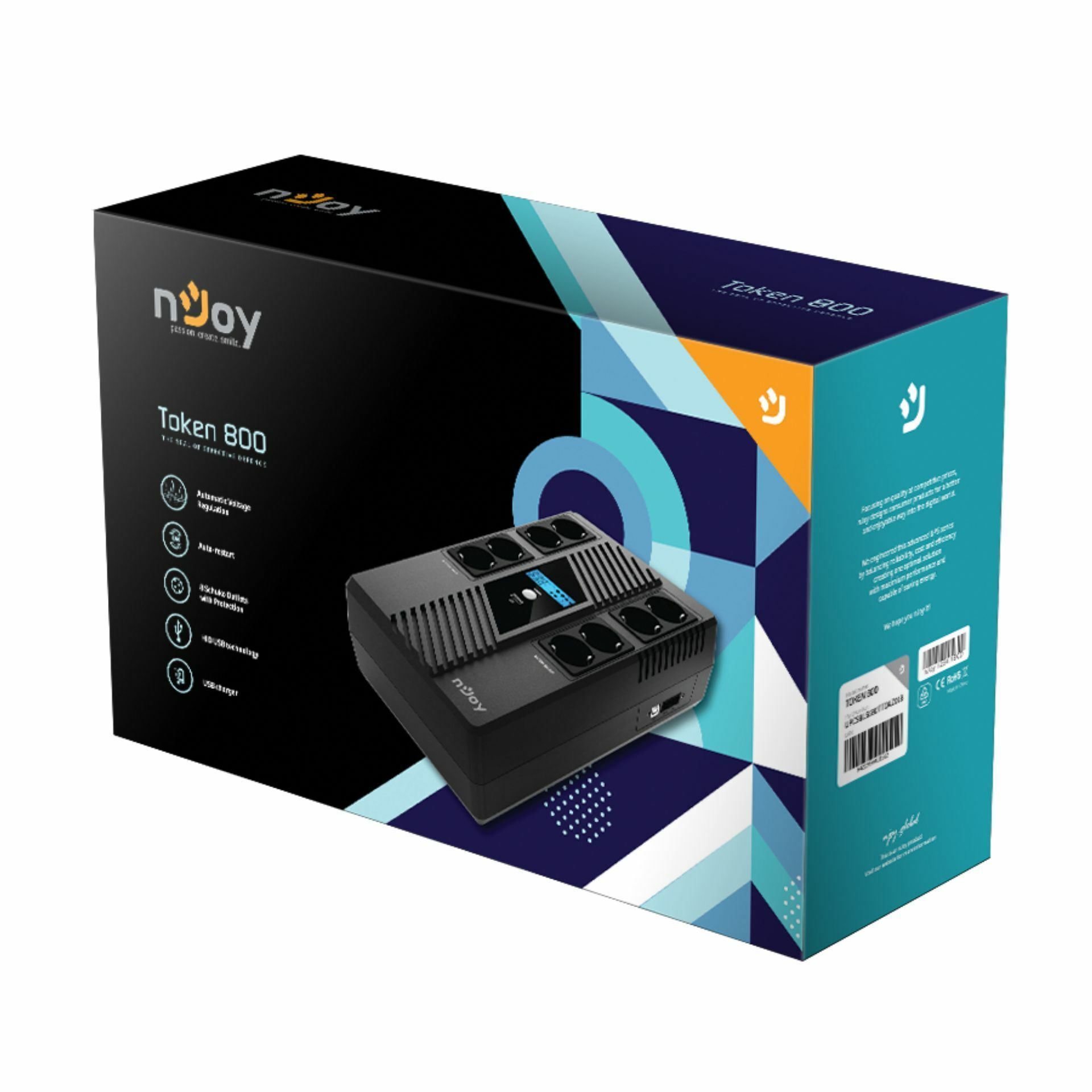 nJoy UPS 800VA Line-Interactive namizni Token 800 - slika 3