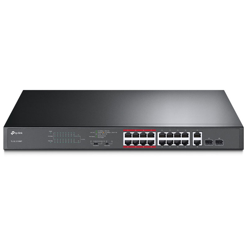 TP-LINK TL-SL1218MP 18-port 16x 10/100Mbps PoE+ RJ45 2x Gigabit SFP/RJ45 combo mrežno stikalo switch