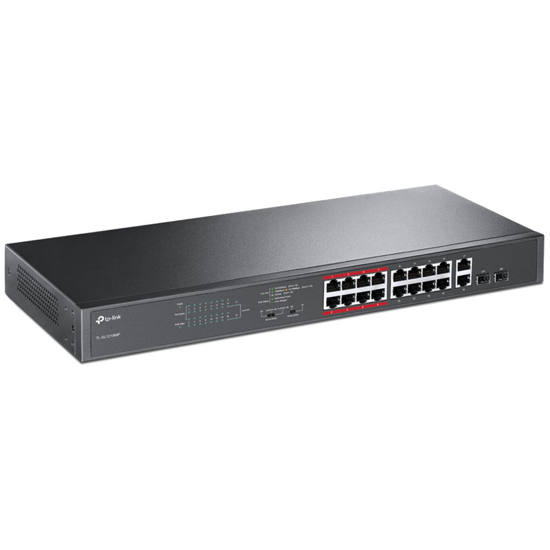 TP-LINK TL-SL1218MP 18-port 16x 10/100Mbps PoE+ RJ45 2x Gigabit SFP/RJ45 combo mrežno stikalo switch - slika 2