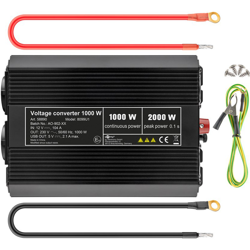 GOOBAY 12V-230V DC/AC USB-5V 1000W pretvornik inverter napajalnik - slika 2