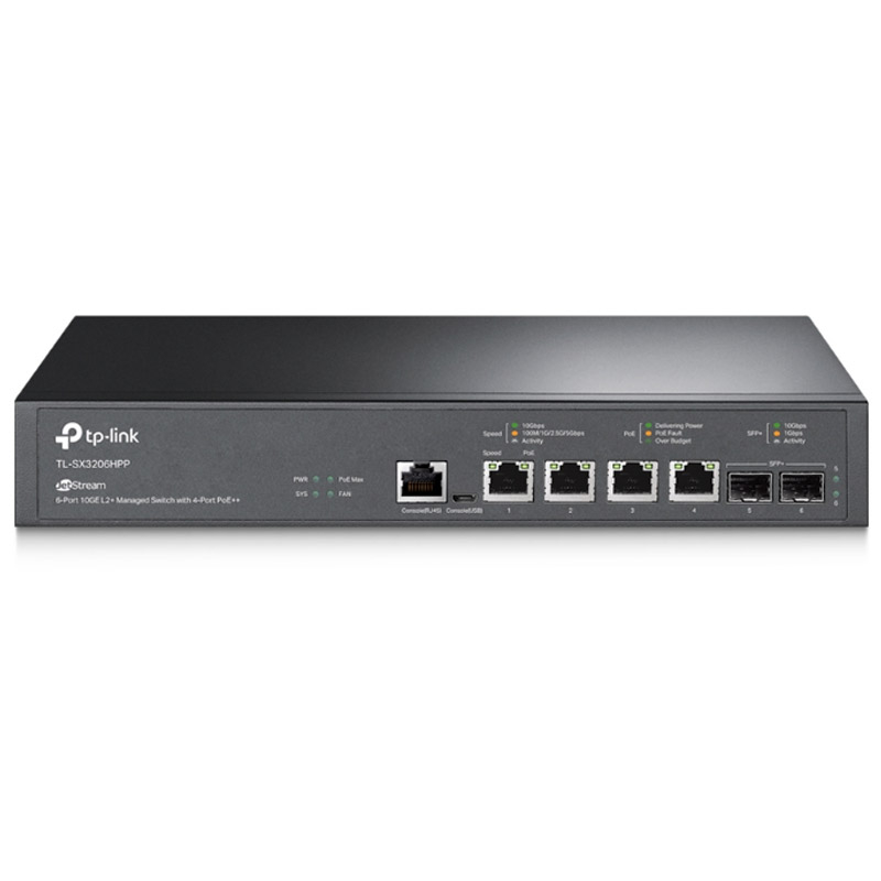 TP-LINK JetStream TL-SX3206HPP 6-port 4x 10GE RJ45 2x 10Gbps SFP+ (4x POE++) L2+ Managed mrežno stikalo switch