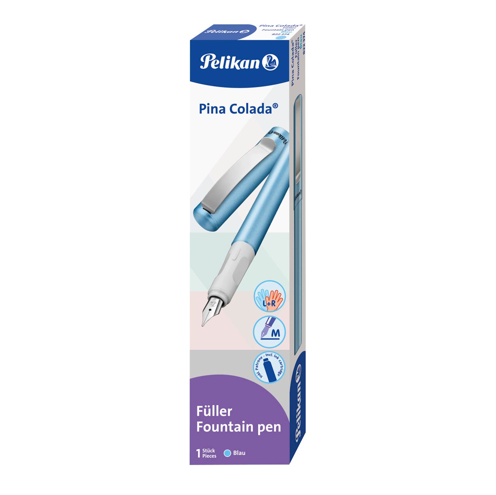 Pelikan nalivno pero Pina Colada, L+D, moder, v kartonski škatli