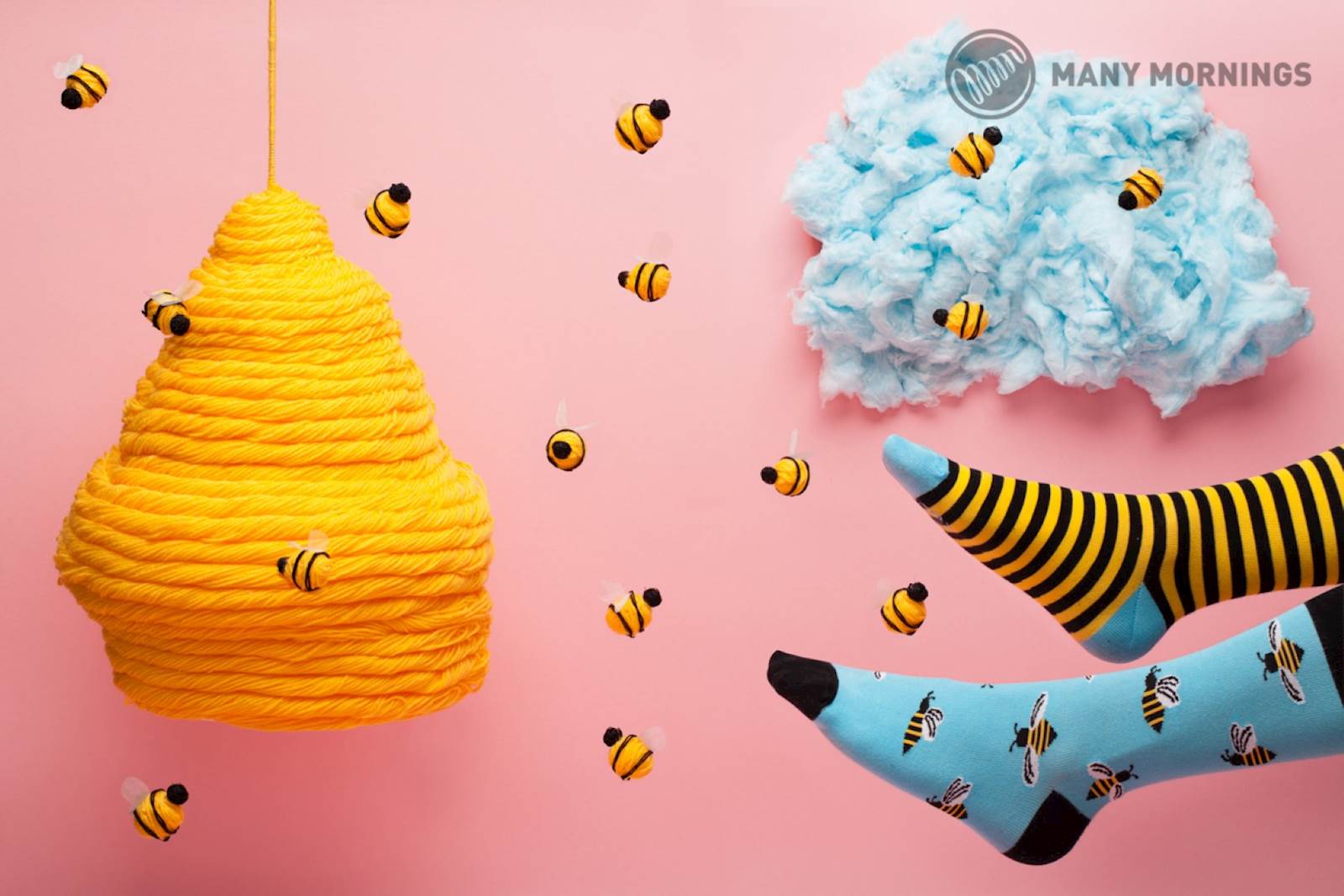 Many Mornings nogavice BEE BEE, visoke, 43-46 - slika 2