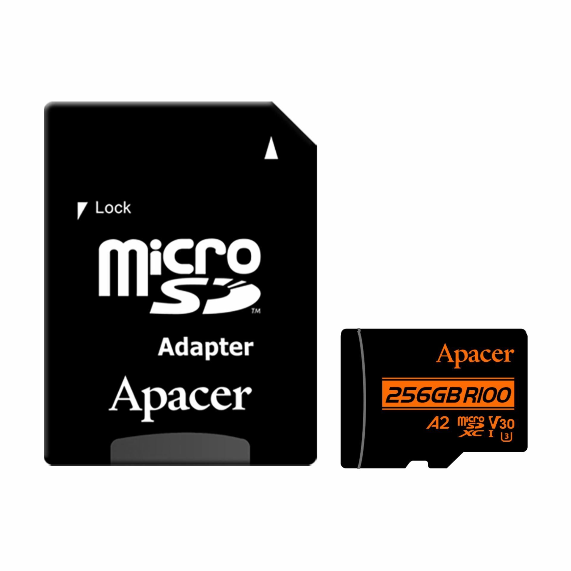 APACER microSD XC 256GB spominska kartica U3 R100 V30 A2 AP256GMCSX10U8-R