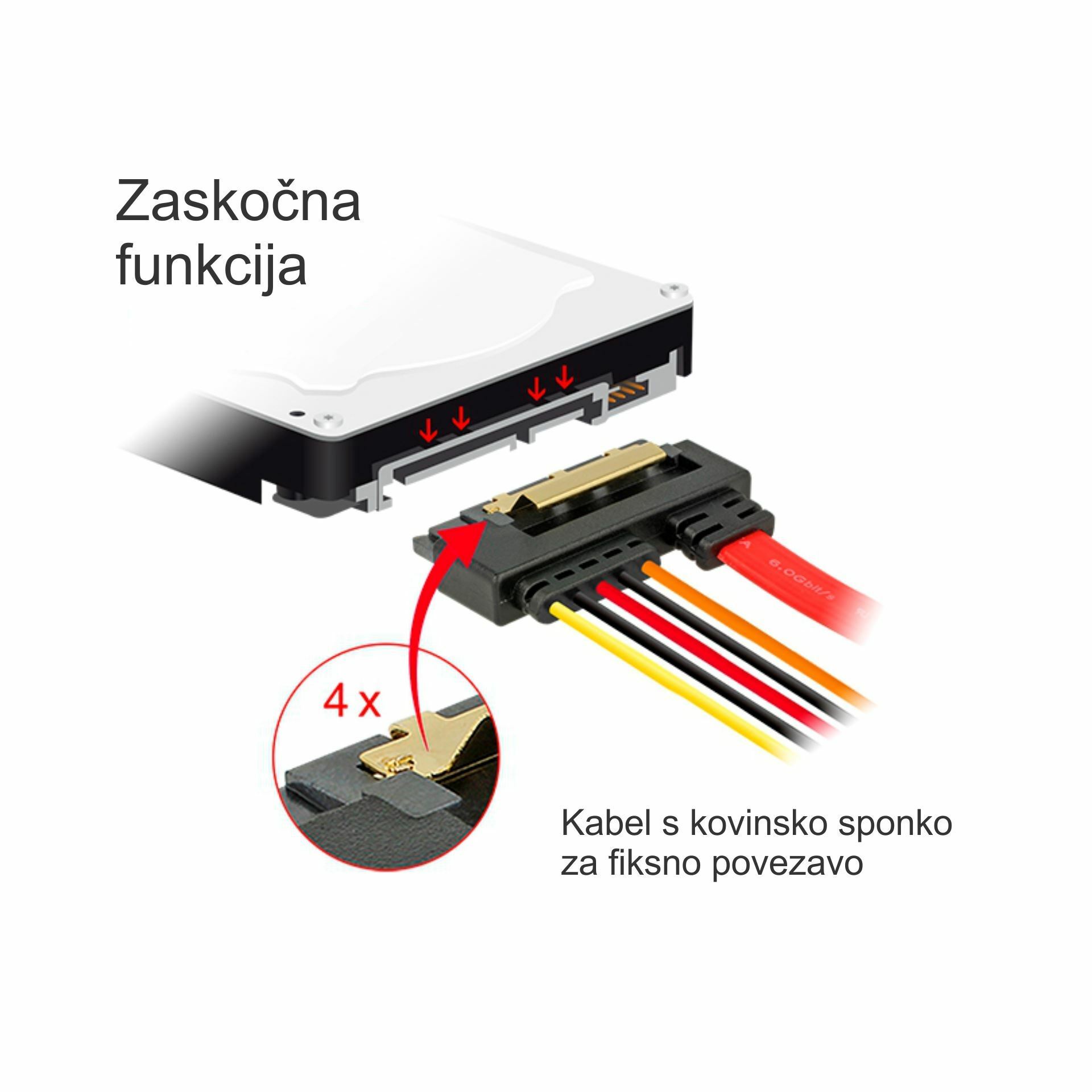 Delock adapter SATA 7pin + 4pin Ž- 1x SATA 30cm 85234 - slika 2