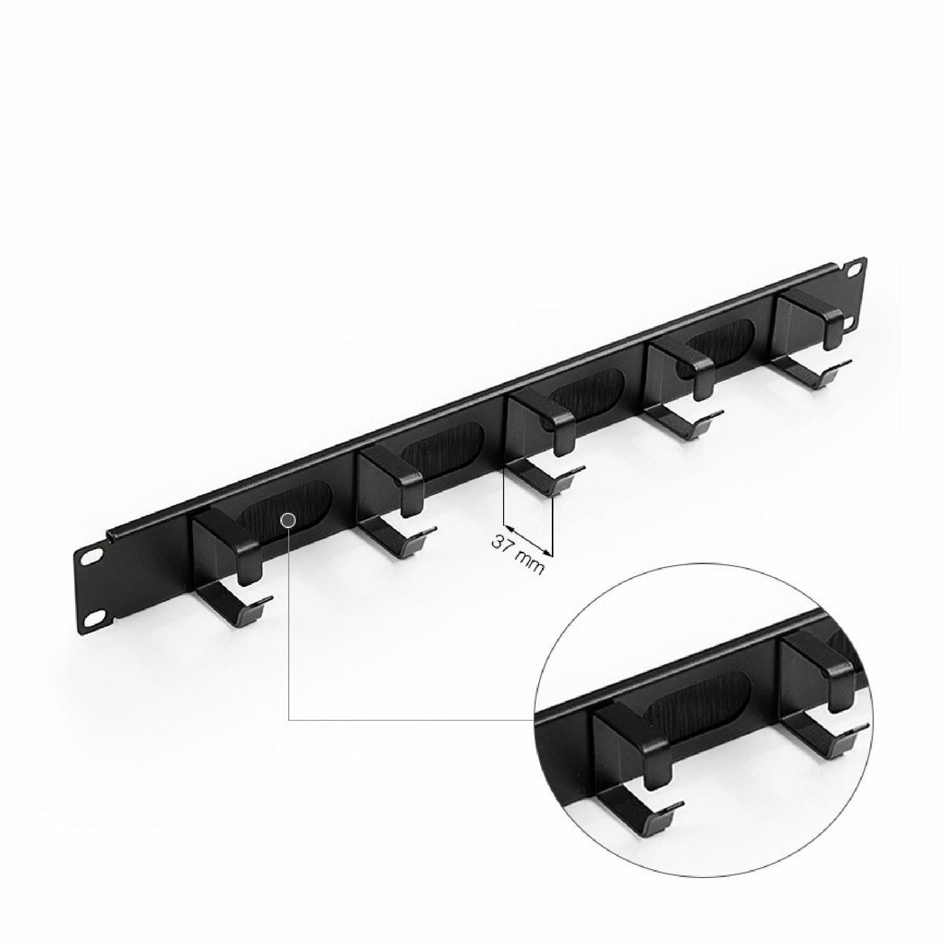 KELine organizator 1U rack 42x37mm kovinski z metlico črn RAB-VP-X61-A2 - slika 2