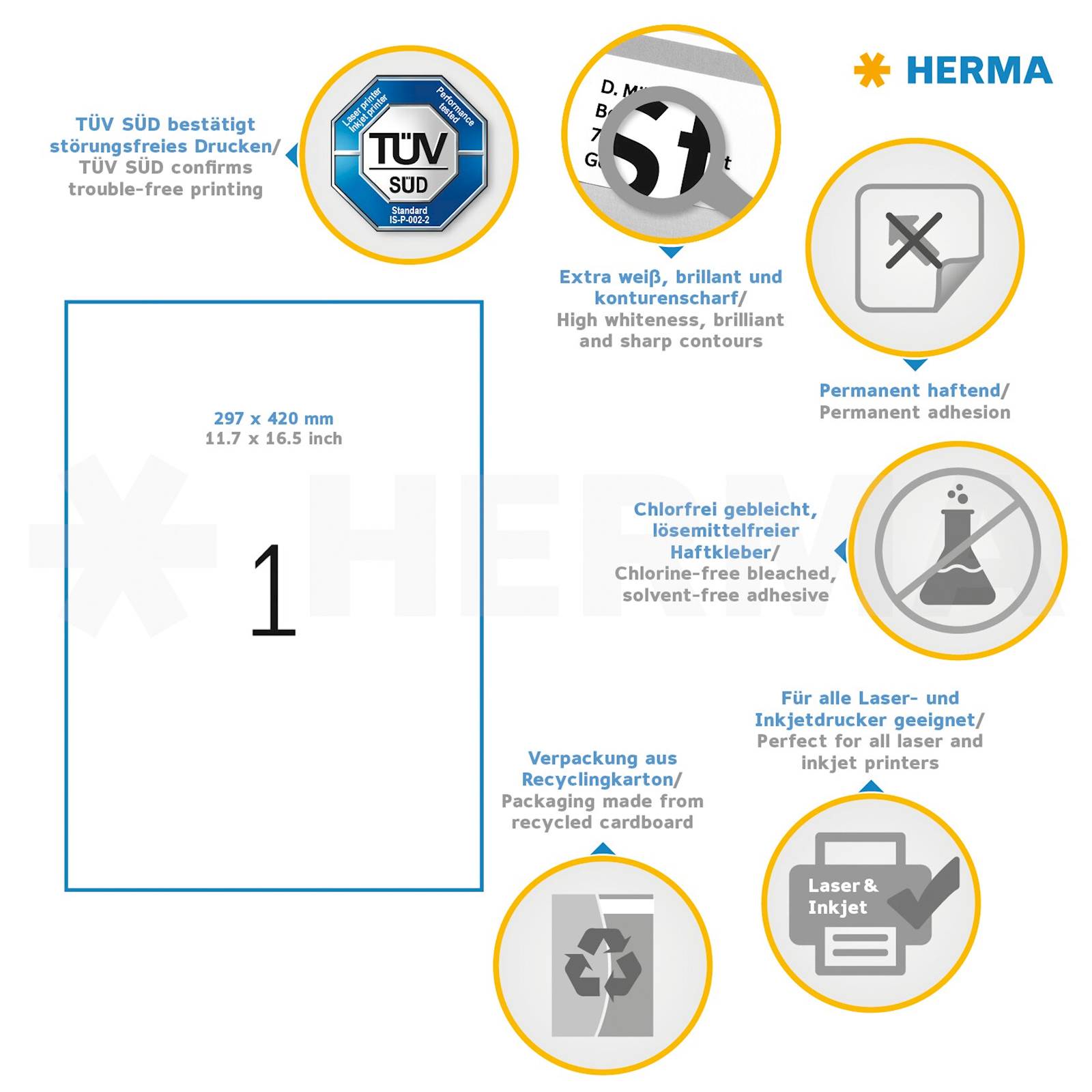 Herma naslovne etikete Premium, A3, 420x297 mm, 100/1, bela - slika 2