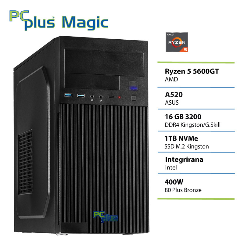 PCPLUS Magic Ryzen 5 5600GT 16GB 1TB SSD namizni računalnik