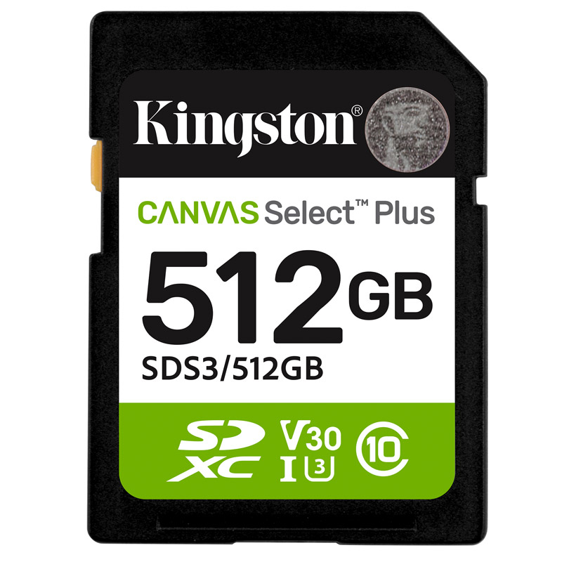 KINGSTON Canvas Select Plus SD 512GB Class10 UHS-I U3 V30 SDS3/512GB spominska kartica
