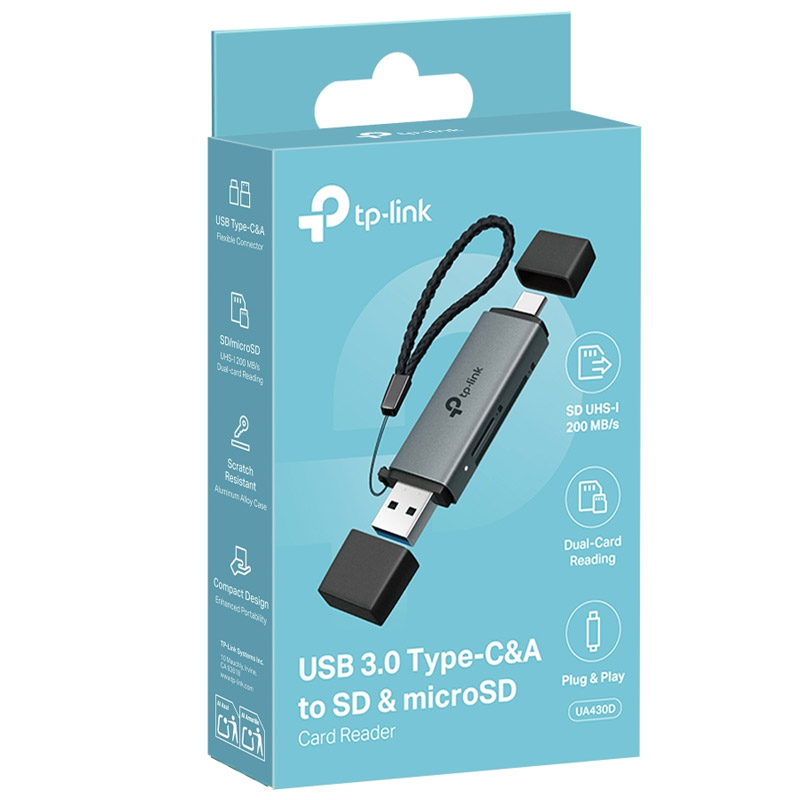 TP-LINK UA430D USB 3.0/USB-C 2v1 SD/microSD čitalec kartic - slika 2