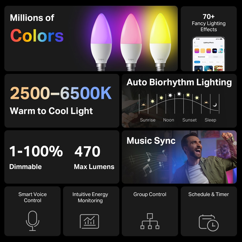 TP-LINK E14 TAPO L430C pametna WIFI LED žarnica - slika 2