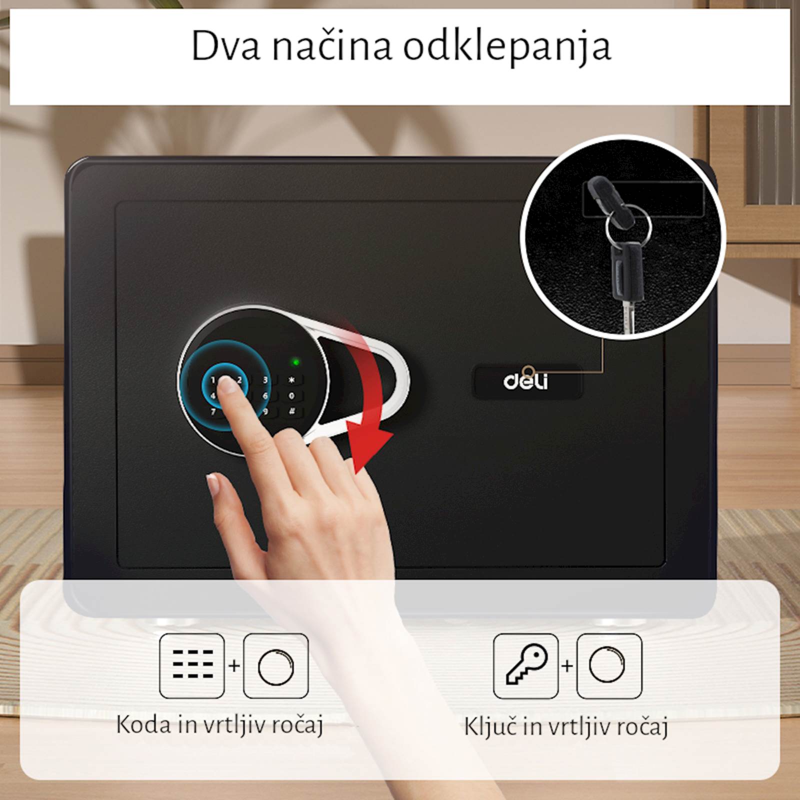 DELI ET540 digitalni sef, črn - slika 2