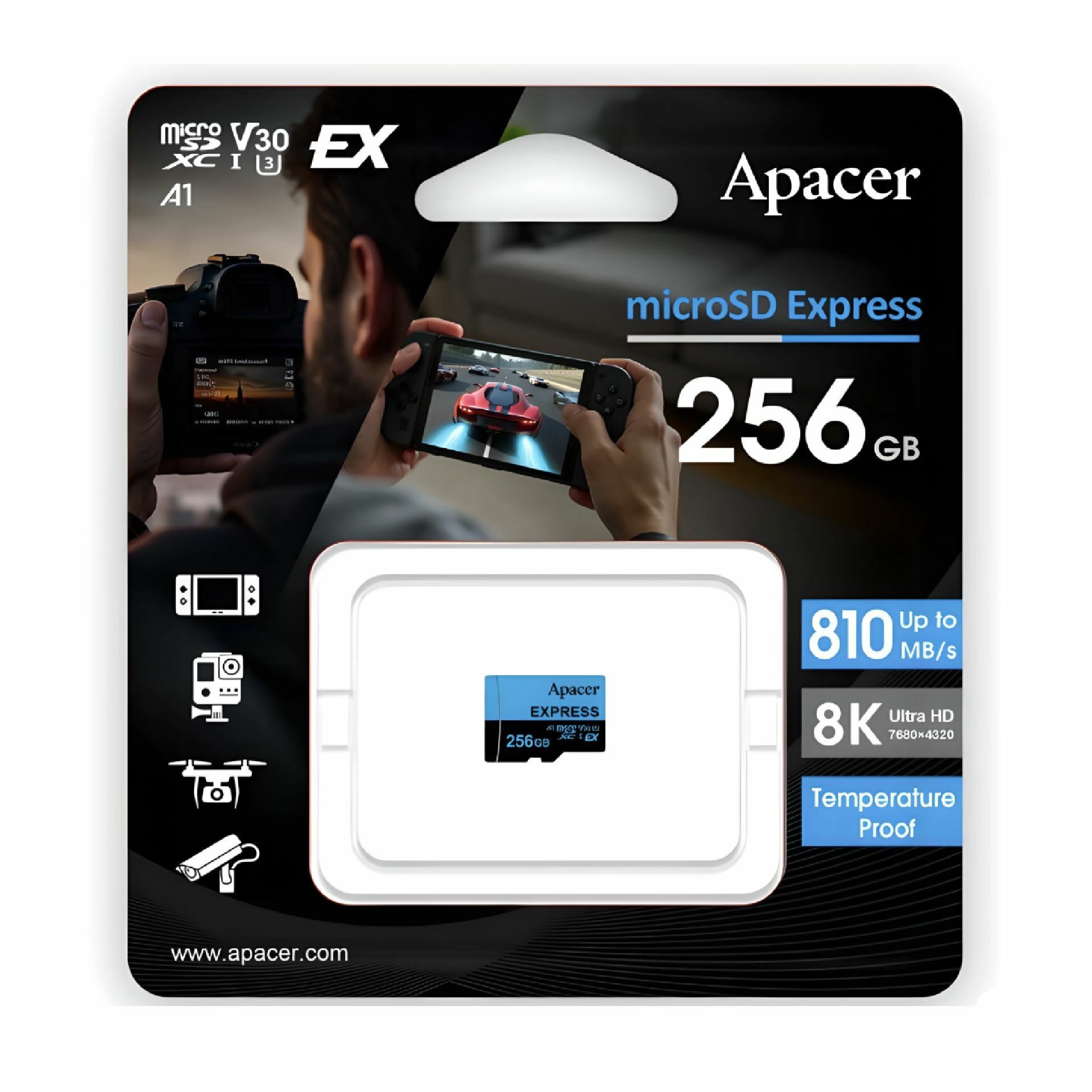 APACER microSD express 256GB spominska kartica U3 V30 AP256GMCEXG3X17-RA - slika 2