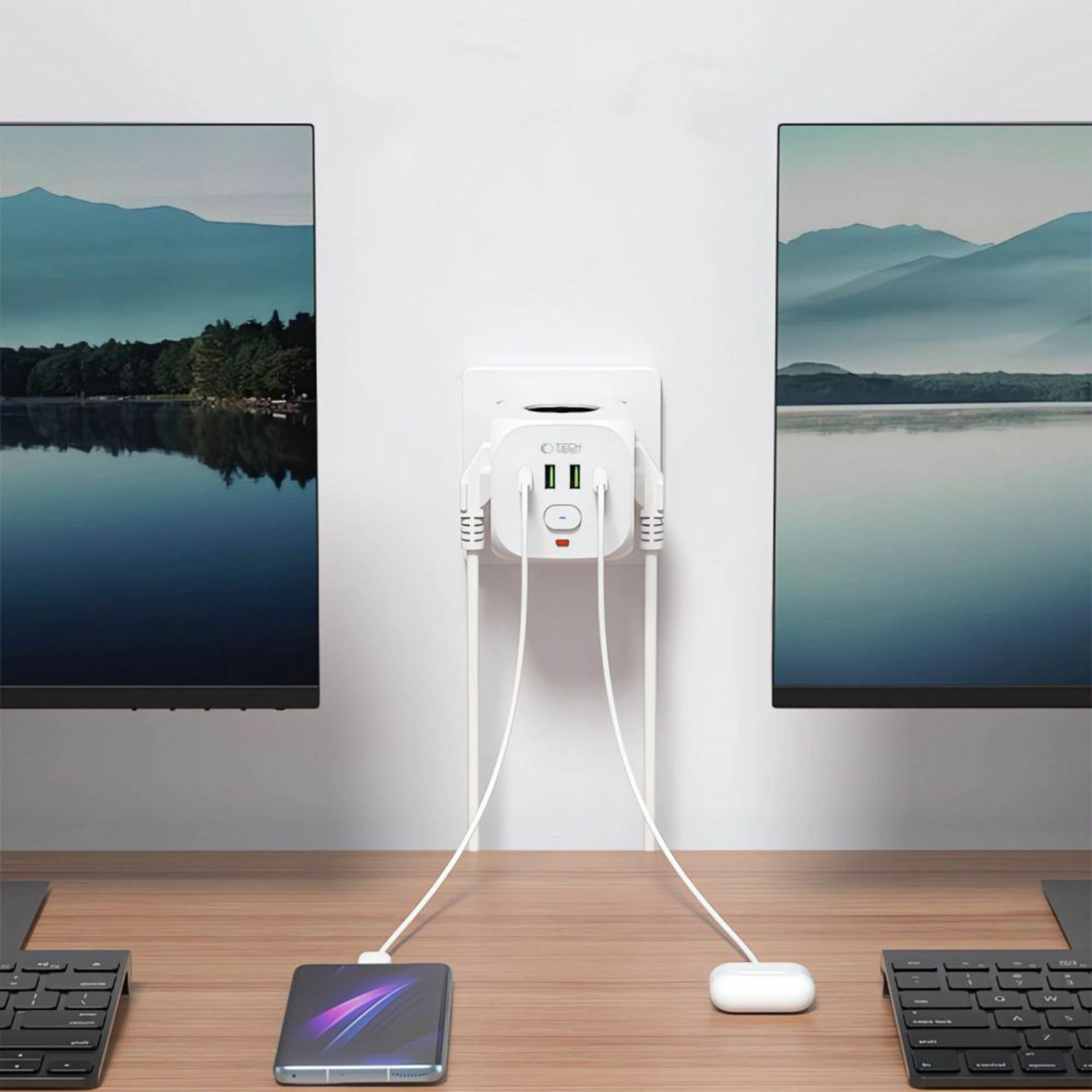 Tech-Protect razdelilec 3x230V s stikalom USB polnilec TipA-C PCL3x4 - slika 2