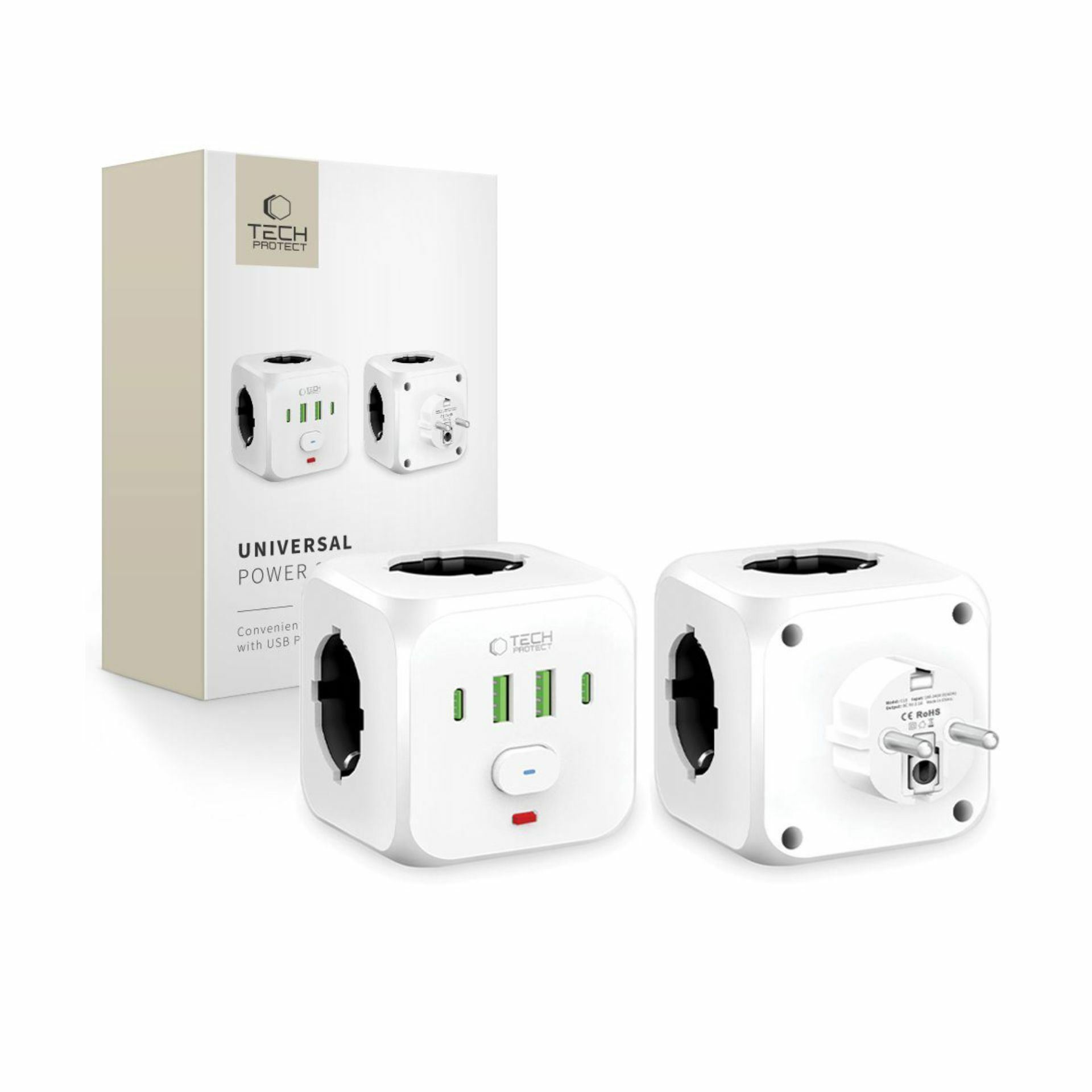 Tech-Protect razdelilec 3x230V s stikalom USB polnilec TipA-C PCL3x4 - slika 3