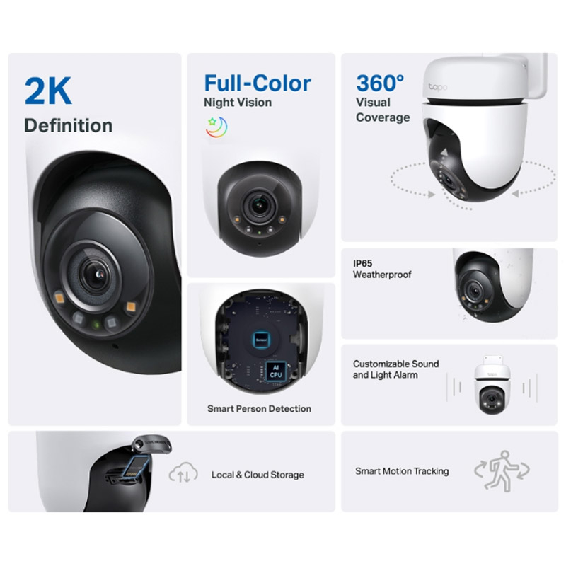 TP-LINK Tapo C510W 3MP 2K IP65 360° WiFi bela zunanja nadzorna kamera - slika 2