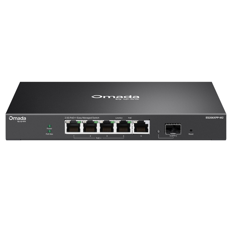 TP-LINK Omada ES206XPP-M2 5-port 2.5G RJ45 1x10GbE SFP+ 4xPoE++ L2 Easy Managed mrežno stikalo switch