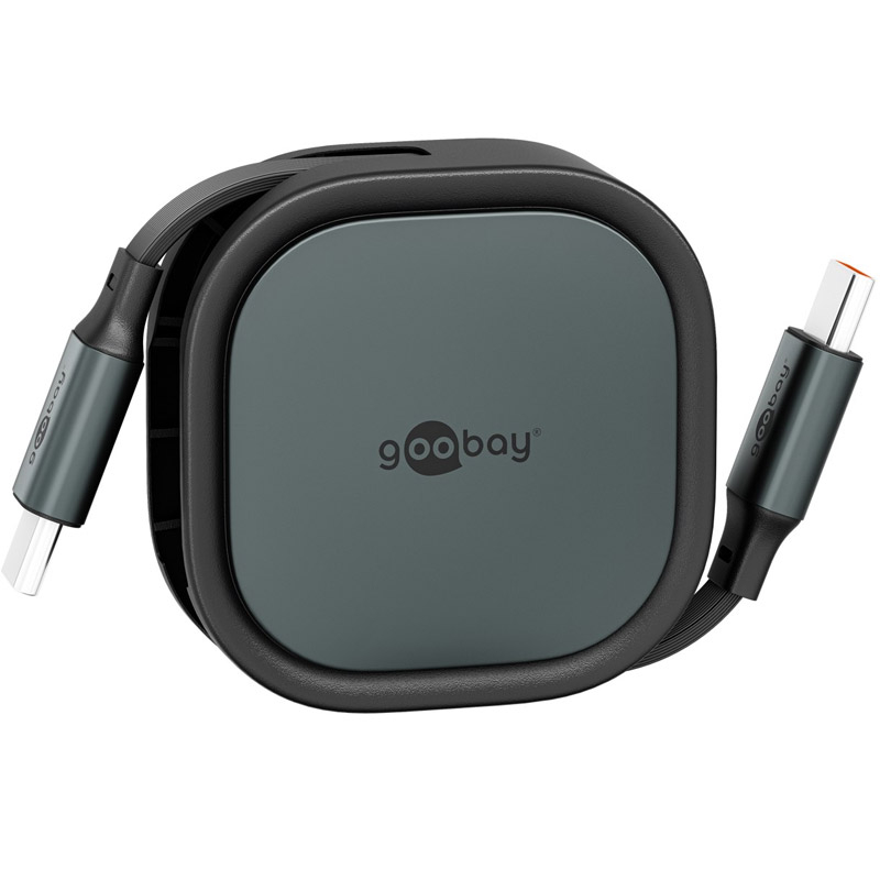 GOOBAY USB-C na USB-C 1m 60W 480Mbit/s bel samonavijalni podatkovni in polnilni kabel