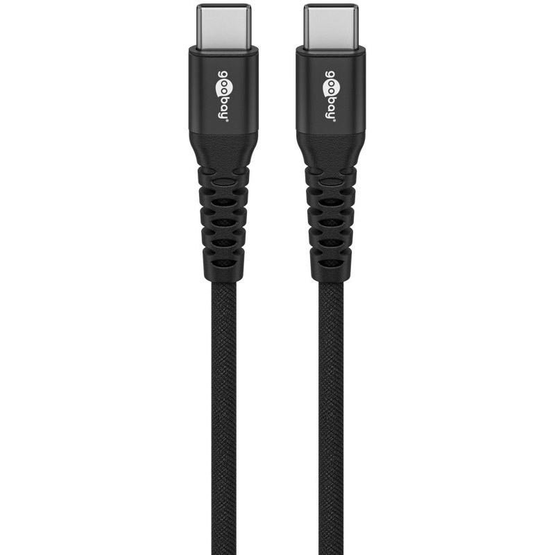 GOOBAY USB-C na USB-C 2m 60W 480Mbit/s bel Supersoft tekstilni podatkovni in polnilni kabel - slika 2