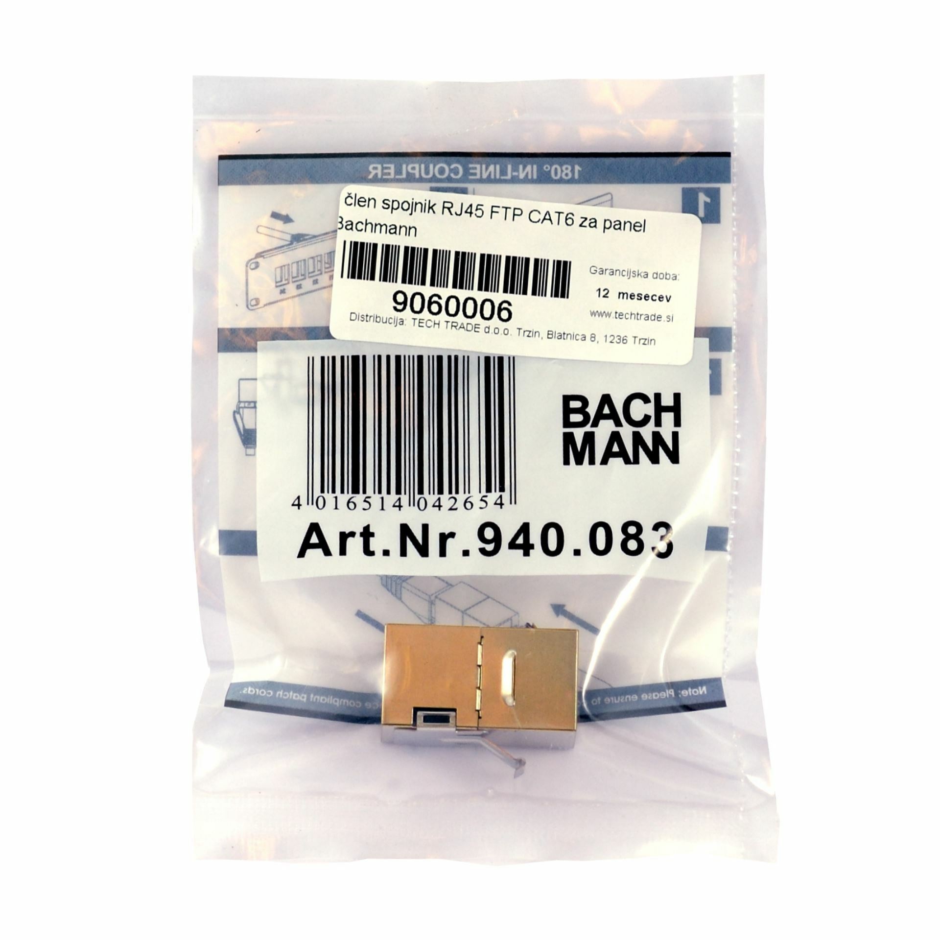 Bachmann I člen spojnik RJ45 FTP CAT6A 10Giga za panel 940.083 - slika 2