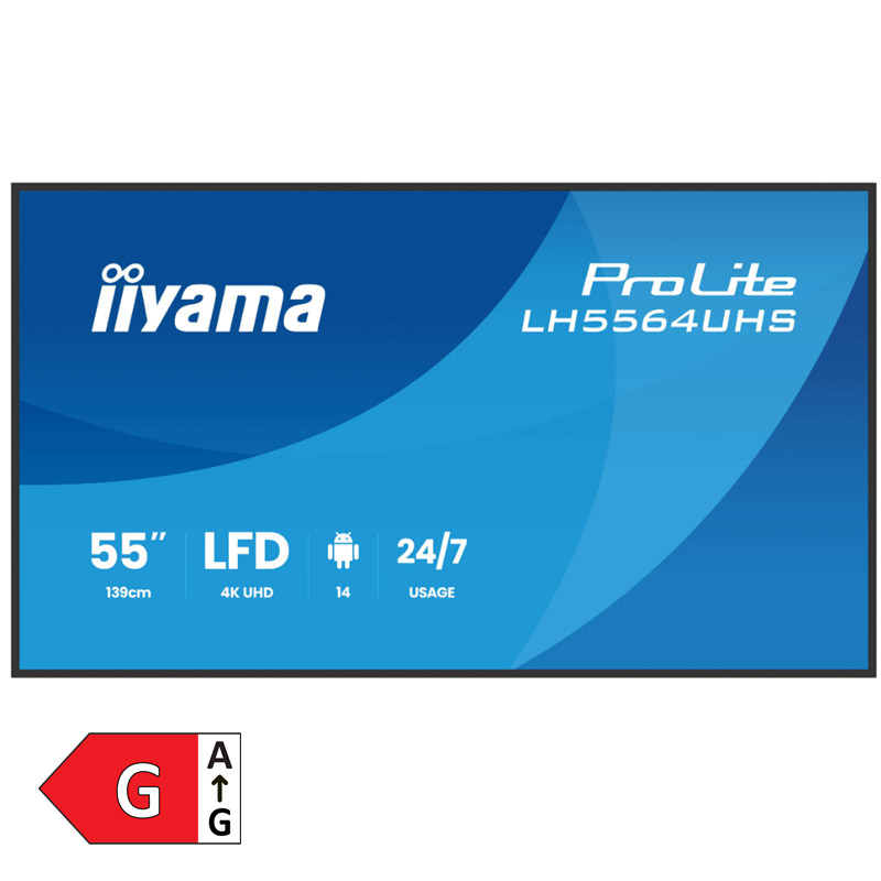 IIYAMA ProLite LH5564UHS-B1AG 55" (138,7cm) 4K UHD VA 24/7 Android zvočniki informacijski zaslon