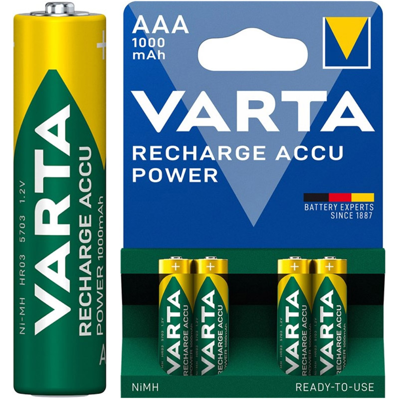 VARTA AAA micro HR03 (5703) 1,2V 1000 mAh 4kos polnilna baterija
