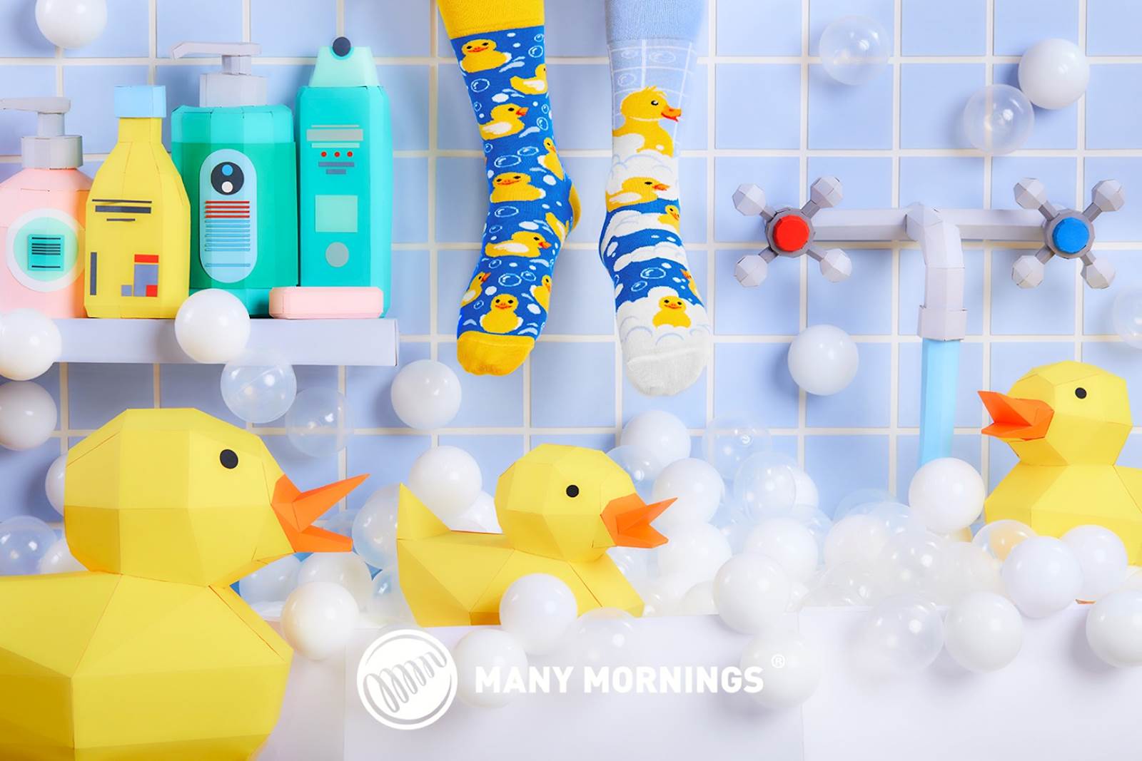 Many Mornings nogavice BATH DUCKS, visoke, 43-46 - slika 2