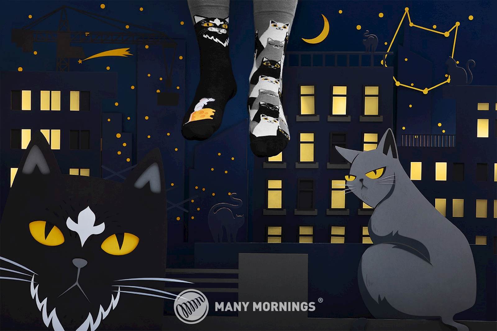 Many Mornings nogavice BLACK CAT, visoke, 39-42 - slika 2
