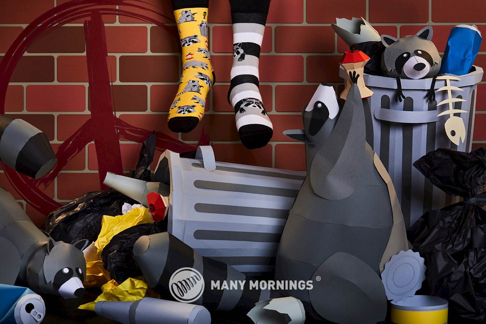 Many Mornings nogavice RACCOON BANDIT, visoke, 43-46 - slika 2
