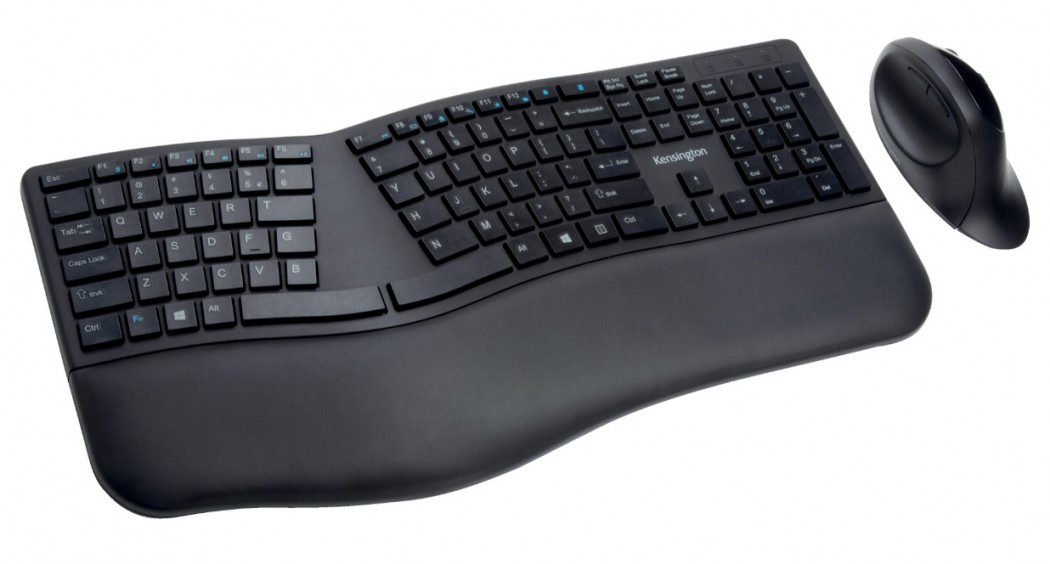 Tipkovnica in miška komplet kensington brezžična pro fit ergonomska k75406it